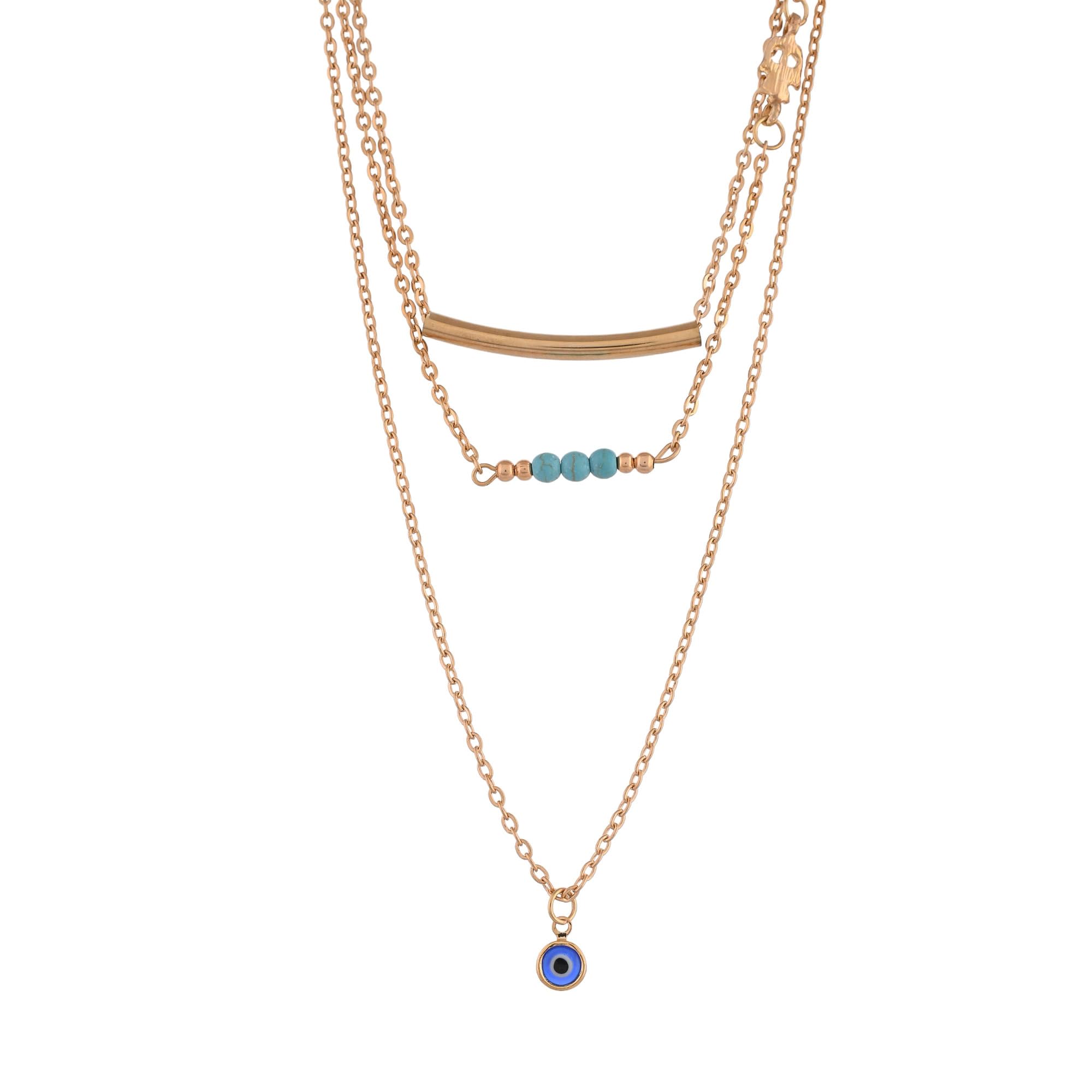 Evil Eye Charm Necklace, Multi-Layered